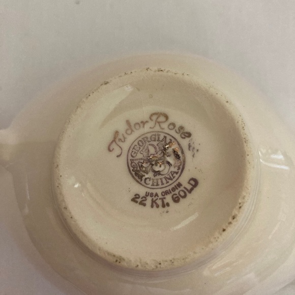 Price Reduction Bone China Gravy Boat  Tudor Rose Vintage 22k Georgian Pink Rose - Picture 4 of 6